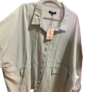 Missguided plus Oversized Chambray Casual Button Down Shirt Jacket size 18